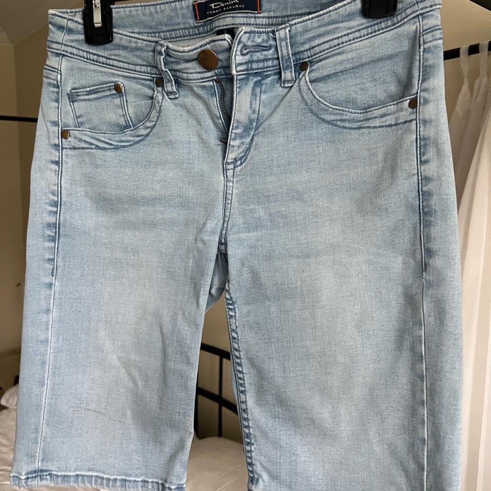 Jean length shorts size 2, but fits like a four or two kind of stretchy